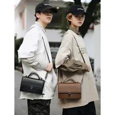 Estilo japonês coreano simples preto pequeno quadrado saco do mensageiro masculino Casual mão bolsa do plutônio moda Hig