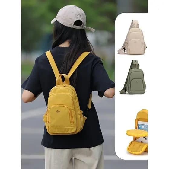 Masha família leve náilon pano mochila nova moda Casual multifuncional All-Match saco de peito leve saco de corpo cruzad