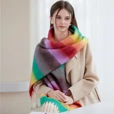 Novo estilo inverno High-End engrossado cachecol quente feminino inverno Mohair cachecol dopamina cor cachecol
