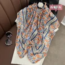 Novo estilo primavera outono imitação de algodão linho grande lenço quadrado feminino All-Match temperamento moda cachec