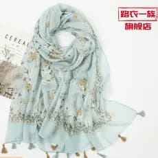 Novo estilo japonês literário algodão linho pequeno fresco Retro cachecol feminino impressão costura protetor solar xale