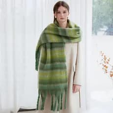 Nicho inverno novo estilo High-End quente engrossado cachecol feminino inverno listrado lenço macio pele-amigável