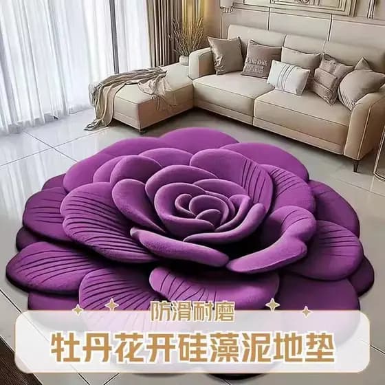Loja de departamentos Jifu 3D tridimensional peônia flor flor diatomáceas lama tapete antiderrapante resistente ao desga