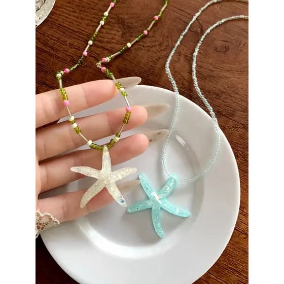 Verão romântico ~ dopamina estrela do mar frisado colar feminino férias à beira-mar doce legal empilhamento nicho clavíc