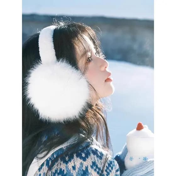 Coreano branco pelúcia earmuffs feminino inverno bonito engrossado equitação à prova de frio earmuffs Earbags All-Match
