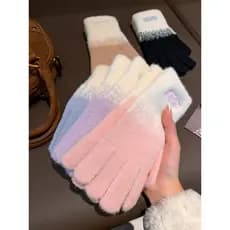Coreano simples dopamina luvas de malha feminino inverno outono novo estilo Split dedo tela toque ao ar livre ciclismo l