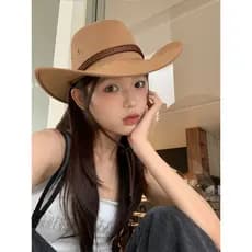 Americano Retro ocidental Cowboy chapéu feminino verão protetor solar grande borda rosto pequeno caminhadas chapéu praia