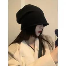 Esta versão é muito legal ~ chapéu feminino inverno malha lã chapéu All-Match pilha chapéu outono inverno grande circunf
