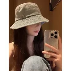 Estilo japonês lavado angustiado arco Denim balde chapéu feminino verão grande circunferência da cabeça pequena bacia ch