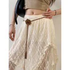 Versão coreana Retro flor cintura corrente feminina combinando saia moda All-Match High-End sentido cintura estreita mai