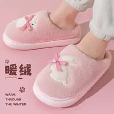 Chinelos de algodão feminino outono inverno dos desenhos animados interior casa antiderrapante de sola grossa estilo cas