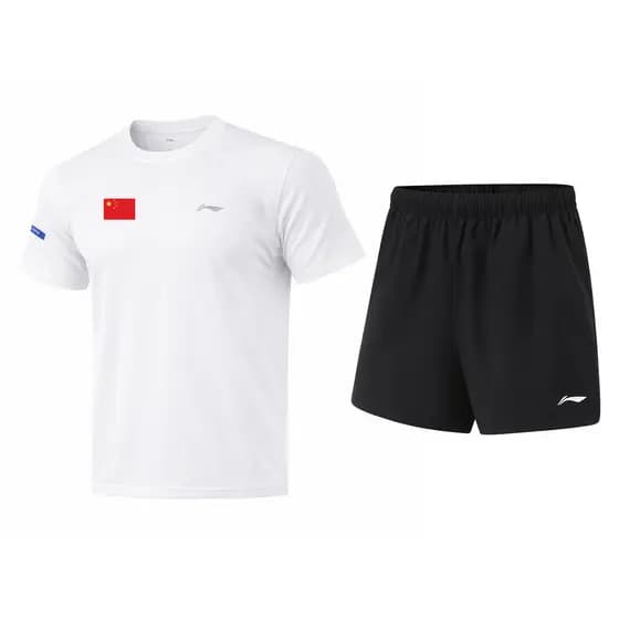 Li Ning Esportes Terno de Secagem Rápida Shorts de Manga Curta Novo Estilo Correndo Esportes Respirável Transpiração Hom