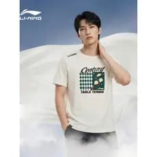 Li Ning puro algodão camiseta masculina primavera verão oficial novo estilo de Fitness correndo topo ao ar livre montanh