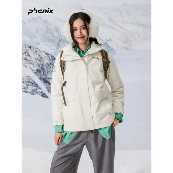 Phenix Phoenix PRIMALOFT Jaqueta impermeável de algodão quente feminina Jaqueta à prova de vento Jaqueta três em um