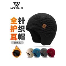 Outono inverno à prova de frio quente proteção de ouvido chapéu de malha velo engrossado chapéu de lã masculino feminino