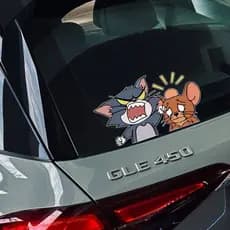 Carro dos desenhos animados adesivo de carro gato e rato Tom Jerry adesivo criativo bonito motocicleta elétrica corpo de