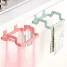 Cozinha pendurado porta do armário rack de lixo sem perfuração porta traseira saco de lixo rack de armazenamento saco de
