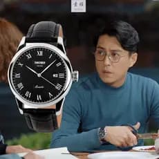 Dong estrela mesmo estilo relógio masculino genuíno negócios moda simples na moda pulseira de couro mecânico data estud