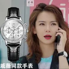 Qi Wei estrela mesmo estilo relógio senhoras ins estilo temperamento simples marca famosa genuíno preto pulseira de cour