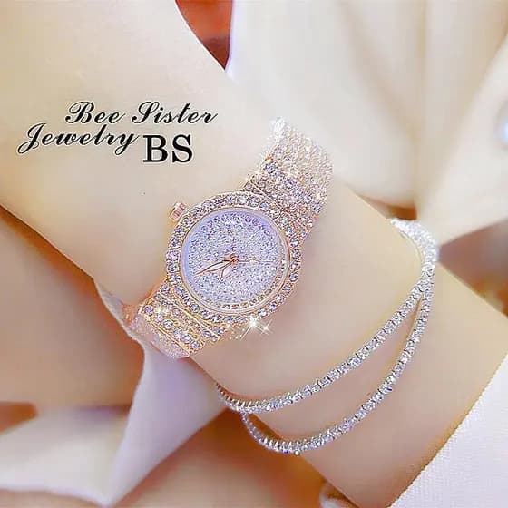 [Pulseira grátis ao colocar um pedido] Genuíno novo estilo Gypsophila relógio feminino cheio de diamantes moda mostrador