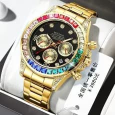Rainbow Di Relógio Masculino de Três Olhos Totalmente Automático Multi-Função Cronógrafo Oco Calendário À Prova D 'Água