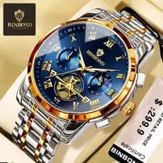 BINBOND Relógio masculino à prova d'água Fashion multifuncional moderno relógio luminoso de alta qualidade masculino est