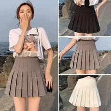 Novo estilo saia plissada saia curta feminina primavera verão JK saia curta com saia plissada forrada pequena aparência