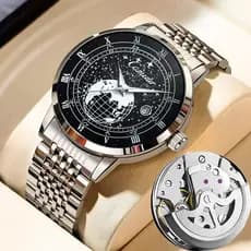 Gypsophila genuíno autêntico relógio mecânico automático oco relógio masculino à prova dwaterproof água calendário moda