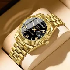 Novo estilo de moda na moda relógio masculino pulseira de aço sólido requintado relógio colorido mostrador automático re