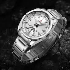 NAVIFORCE Relógio de negócios masculino com calendário duplo simples e mostrador grande, relógio de quartzo luminoso à p