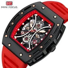 MINI FOCUS Marca Relógio Dominador Barril Relógio Masculino Espelho Curvo Superfície Oca Relógio Esportivo Masculino 042
