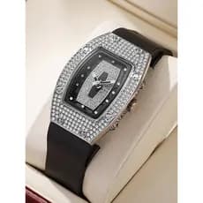 Vinho em forma de barril diamante-incrustado fita inglesa relógio feminino moda na moda elegante relógio feminino presen