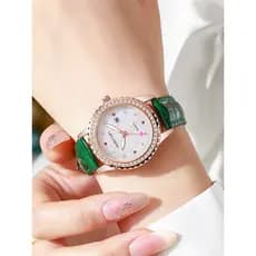 Relógio relógio feminino amor calendário feminino relógio diamante luminoso cinto de quartzo madrepérola rosto senhoras