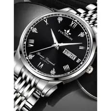 Relógio esmeralda masculino não mecânico relógio masculino ouro clássico fino pulseira de aço inoxidável à prova dwaterp