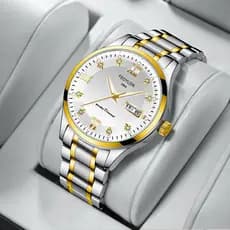 Fotilun novo estilo movimento automático luminoso à prova dwaterproof água duplo calendário relógio eletrônico masculino