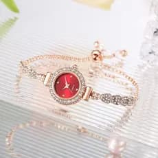 Nova moda diamante-cravejado redondo senhoras relógio presente ajuste livre pulseira relógio feminino banda de aço relóg