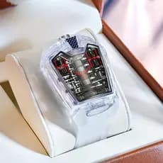 Série conceito marca na moda único transparente relógio masculino Silicone relógio de quartzo relógio esportivo masculin