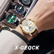 Juventude na moda relógio masculino estudante Casual negócios duplo calendário relógio masculino cinto luminoso relógio