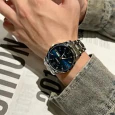 Relógio masculino de alto valor, novo estilo, tendência da moda, diamante luminoso, calendário duplo, pulseira de aço, n