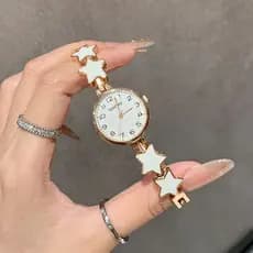 Senhoras relógio feminino nicho ins estilo estudante estrela pulseira relógio feminino pequeno requintado meninas relógi