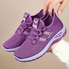 Sapatos femininos novo estilo All-Match boca rasa sapatos casuais malha respirável sapatos femininos de sola macia confo