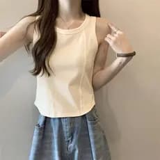 Camisola feminina algodão primavera verão Design nicho exterior usar rosqueado sem mangas camiseta fundo interno espinha
