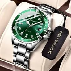 Relógio de quartzo automático fantasma de água verde relógio masculino moderno luminoso à prova d'água relógio esportivo