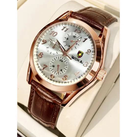 Moda na moda relógio de quartzo Casual estudante relógio novo luxo masculino pulseira couro falso relógio de quartzo mas