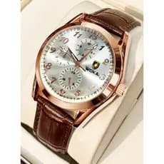 Moda na moda relógio de quartzo Casual estudante relógio novo luxo masculino pulseira couro falso relógio de quartzo mas