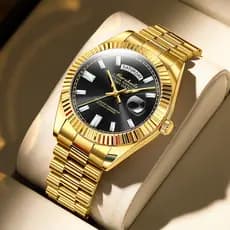 Novo relógio mecânico automático luminoso à prova d'água masculino calendário Casual semanal marrom Rock açúcar casal re