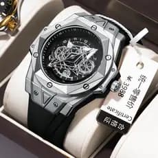 Moda autêntica tatuagem suíça segunda geração relógio mecânico automático masculino luminoso à prova dwaterproof água ca