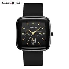 Relógio quadrado com mostrador grande, retrô, masculino, feminino, estilo moderno, dominador, exclusivo, mostrador preto