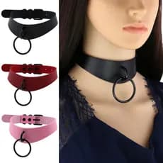 Europa américa Harajuku estilo Punk anel redondo colar de couro colar rua tiro boate em forma de O pescoço capa clavícul