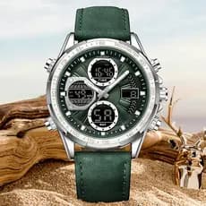 Homens negócios à prova dwaterproof água luminosa esportes Display duplo eletrônico moda All-Match clássico Multi-função